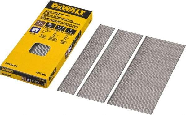 DeWALT - 18 Gauge 2" Long Brad Nails for Power Nailers - Steel, Bright Finish, Smooth Shank, Angled Stick Collation, Round Head, Chisel Point - Caliber Tooling