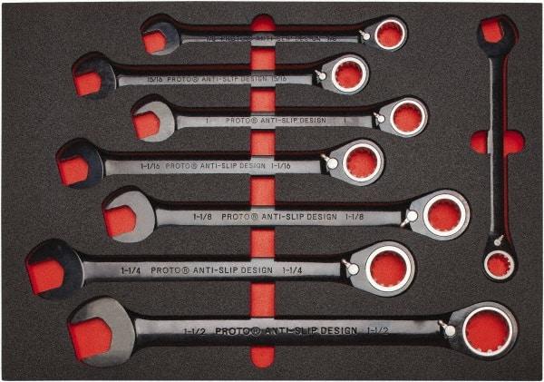 Proto - 20 Piece, 7/32" to 1-1/2", Spline Combination Wrench Set - Inch Measurement Standard, Black/Chrome Finish, Comes in Roll Pouch - Caliber Tooling