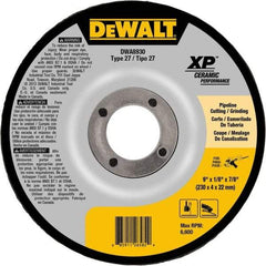 DeWALT - 24 Grit, 9" Wheel Diam, 7/8" Arbor Hole, Type 27 Depressed Center Wheel - Coarse/Medium Grade, Ceramic, N Hardness, 6,600 Max RPM - Caliber Tooling