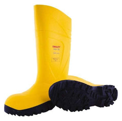 Tingley - Unisex Size 12 Medium Width Steel Knee Boot - Yellow, Navy, Polyurethane Upper, Polyurethane Outsole, 15" High, Pull-On - Caliber Tooling