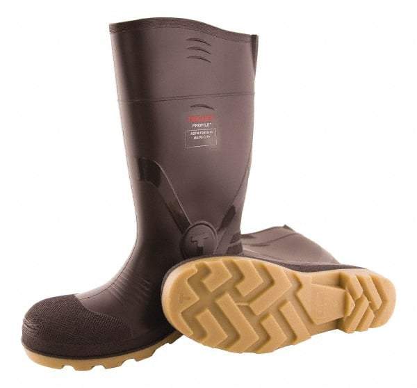 Tingley - Unisex Size 12 Medium Width Composite Knee Boot - Brown, Crepe, PVC Upper, PVC Outsole, 15" High, Pull-On - Caliber Tooling