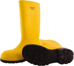 Tingley - Unisex Size 14 Medium Width Steel Knee Boot - Yellow, Navy, Polyurethane Upper, Polyurethane Outsole, 15" High, Pull-On - Caliber Tooling