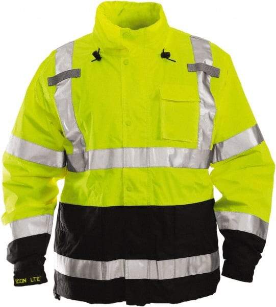 Tingley - Size 2XL High Visibility Jacket - Lime, Black, Polyurethane & Denier Polyester, Zipper Closure - Caliber Tooling