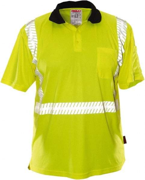 Tingley - Size 5XL, Lime, High Visibility, Short Sleeve Polo Shirt - 64 to 66" Chest, 1 Pocket, Polyester - Caliber Tooling