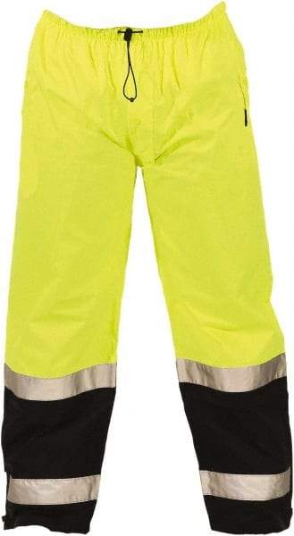 Tingley - Size 2XL Polyurethane on 75 Denier Ripstop Polyester High-Visibility Pants - Snap Closure, No Pockets, 48" to 50" Waist, 32" Inseam, Yellow/Green, ANSI 107-2015 Class E - Caliber Tooling