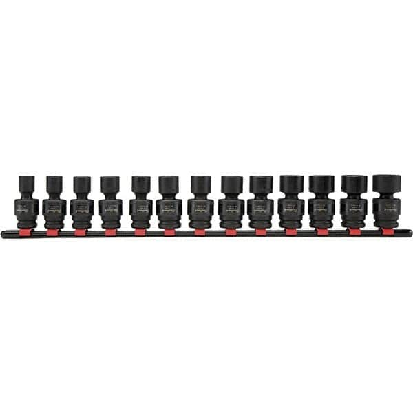 Blackhawk by Proto - 13 Piece 13/8" Drive Deep Well Impact Socket Set - 6 Points, 7 to 19mm Range, Metric Measurement - Caliber Tooling