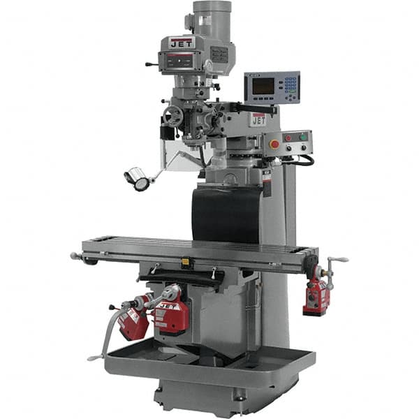 Jet - 54" Table Width x 12" Table Length, Variable Speed Pulley Control, 3 Phase Knee Milling Machine - R8 Spindle Taper, 5 hp - Caliber Tooling