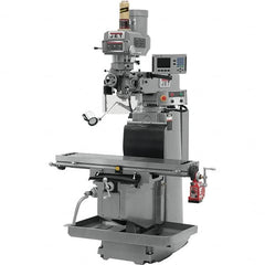 Jet - 54" Table Width x 12" Table Length, Variable Speed Pulley Control, 3 Phase Knee Milling Machine - R8 Spindle Taper, 5 hp - Caliber Tooling