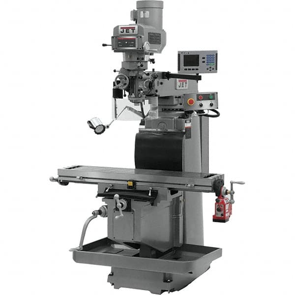 Jet - 54" Table Width x 12" Table Length, Variable Speed Pulley Control, 3 Phase Knee Milling Machine - R8 Spindle Taper, 5 hp - Caliber Tooling