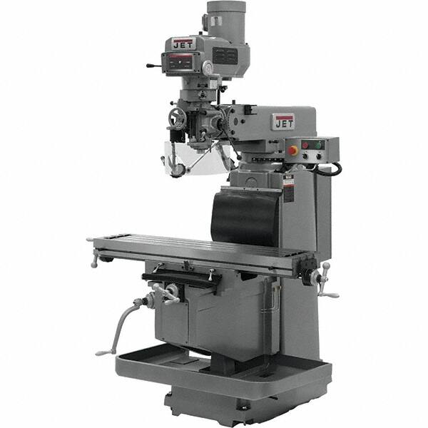 Jet - 54" Table Width x 12" Table Length, Variable Speed Pulley Control, 3 Phase Knee Milling Machine - R8 Spindle Taper, 5 hp - Caliber Tooling