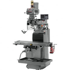 Jet - 54" Table Width x 12" Table Length, Variable Speed Pulley Control, 3 Phase Knee Milling Machine - R8 Spindle Taper, 5 hp - Caliber Tooling