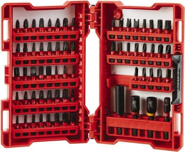 Milwaukee Tool - 65 Piece, Magnetic Bit Holder - 5/64 to 1/4" Hex, #1 to #3, Drilling/Screwdriving Utility Accessory Set Kit, 1/4" Hex Drive, Phillips, Slotted, Torx, Square Point - Caliber Tooling