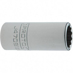 Proto - 1/4" Drive, Intermediate Hand Socket - 12 Points, 1-17/64" OAL, Steel, Full Polish Finish - Caliber Tooling