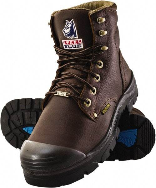 Steel Blue - Men's Size 11.5 Medium Width Steel Work Boot - Oak, Leather Upper, TPU Outsole, 6" High, Lace-Up - Caliber Tooling