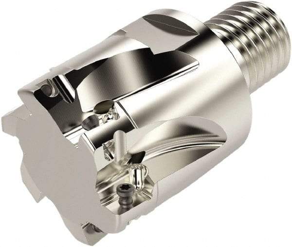 Seco - 1-1/2" Cut Diam, 66.33mm OAL, Indexable Square Shoulder Helical End Mill - XO.. 10T3 Inserts, M20 Modular Connection, 90° Lead Angle, Series Turbo - Caliber Tooling