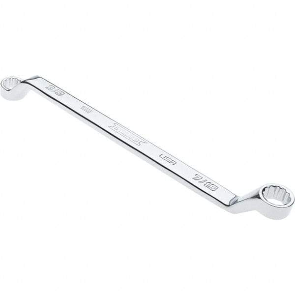 Proto - 3/8" x 7/16" 12 Point Box Wrench - Double End, 19/32" Head Diam x 41/64" Head Thickness, 7-1/2" OAL, Steel, Polished Finish, 15° Offset - Caliber Tooling