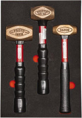 Proto - 3 Piece, 2-5/8, 1-1/2, 1 Lb Head Weight, Dead Blow Hammer Set - 12" OAL, Fiberglass Handles - Caliber Tooling