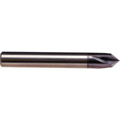 Emuge - 3/8" Diam 4 Flute Single End Solid Carbide Chamfer Mill - Caliber Tooling