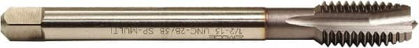 Emuge - M20x2.50 Metric, 3 Flute, TiCN Finish, HSS-E Spiral Point Tap - Plug Chamfer, Right Hand Thread, 140mm OAL, 0.652" Shank Diam, 6H Class of Fit - Exact Industrial Supply