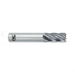 9/16 Dia. x 3-1/2 Overall Length 6-Flute Square End Solid Carbide SE End Mill-Round Shank-Center Cutting-Uncoated - Caliber Tooling