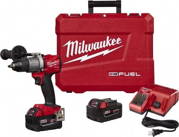 Milwaukee Tool - 18 Volt 1/2" Single-Sleeve Ratcheting Chuck Cordless Hammer Drill - 0 to 32,000 BPM, 0 to 550 & 0 to 2,000 RPM, Reversible - Caliber Tooling