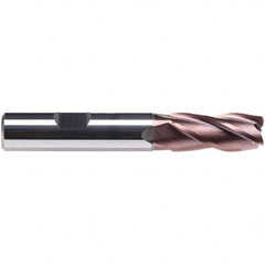 Emuge - 5mm Diam, 9mm LOC, 4 Flute Solid Carbide Roughing & Finishing End Mill - TiAlN Finish, 54mm OAL, 6mm Shank Diam, Weldon Shank, 38° Helix, Centercutting, Long Length - Caliber Tooling