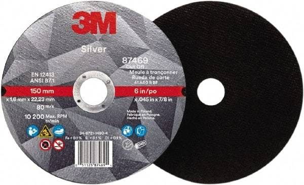 3M - 6" Ceramic Cutoff Wheel - 0.045" Thick, 7/8" Arbor, Use with Angle Grinders - Caliber Tooling