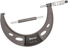 Starrett - 5 to 6" Range, 0.0001" Graduation, Mechanical Outside Micrometer - Ratchet Thimble, 3.35" Throat Depth, Accurate to 0.0001" - Caliber Tooling