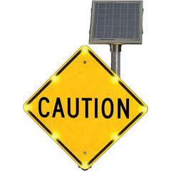 TAPCO - "Caution", 30" Wide x 30" High, Aluminum Traffic Control Signs - Fluorescent Yellow, Black, Diamond Grade Reflectivity, Diamond, Post Mount - Caliber Tooling