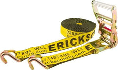 Erickson Manufacturing - 30' Long x 2" Wide, 10,000 Lb Basket Capacity, Polyester & Steel Web Sling - Yellow - Caliber Tooling