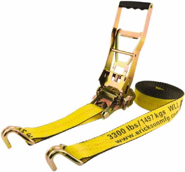 Erickson Manufacturing - 30' Long x 2" Wide, 10,000 Lb Basket Capacity, Polyester & Steel Web Sling - Yellow - Caliber Tooling