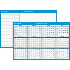 AT-A-GLANCE - 1 Sheet, 36 x 24", Erasable Wall Calendar - Blue & White - Caliber Tooling