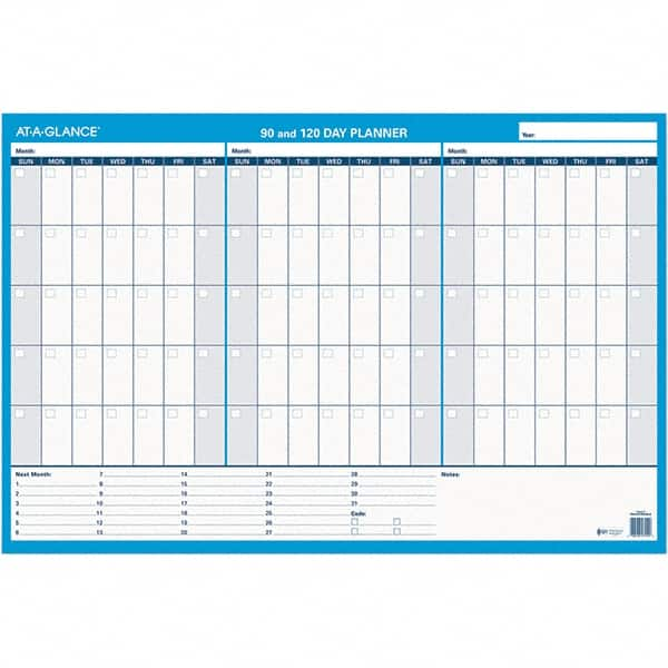 AT-A-GLANCE - 1 Sheet, 36 x 24", Erasable Wall Calendar - White & Blue - Caliber Tooling