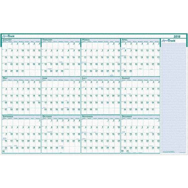 House of Doolittle - 1 Sheet, 24 x 37", Erasable Wall Calendar - White & Teal - Caliber Tooling