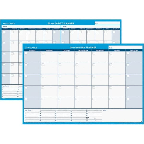 AT-A-GLANCE - 1 Sheet, 48 x 32", Erasable Wall Calendar - White & Blue - Caliber Tooling