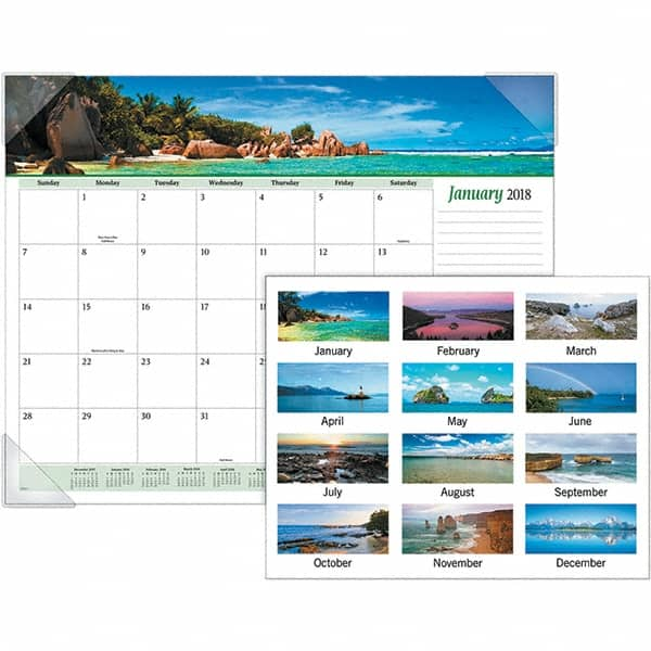 AT-A-GLANCE - 12 Sheet, 22 x 17", Desk Pad Calendar - Seascapes - Caliber Tooling