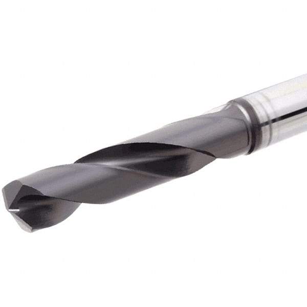 Iscar - 11.8mm 140° Solid Carbide Jobber Drill - TiAlN Finish, Right Hand Cut, Spiral Flute, Straight Shank, 101mm OAL, Standard Point - Caliber Tooling