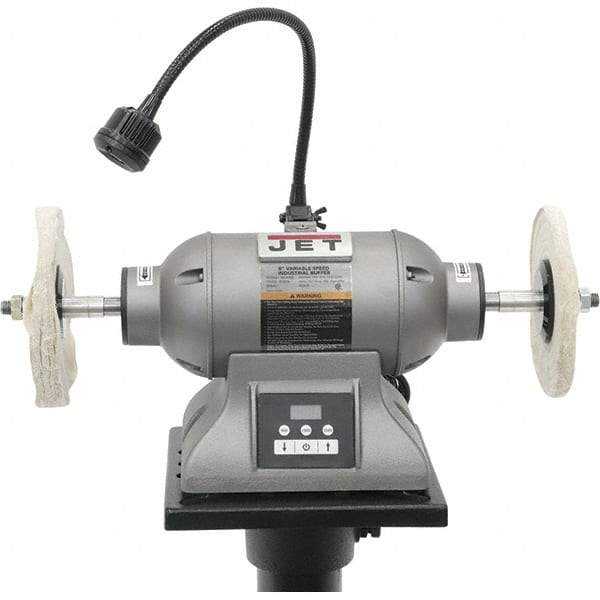 Jet - 8" Wheel Diam x 1/2" Wheel Width, 1 hp Buffer - 5/8" Arbor Hole Diam, 3 Phase, 3,600 Max RPM, 115 Volts - Caliber Tooling