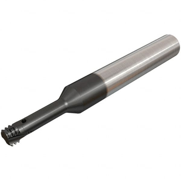 Iscar - UNJ, 5.1mm Cutting Diam, 3 Flute, Solid Carbide Helical Flute Thread Mill - Internal Thread, 16mm LOC, 64mm OAL, 8mm Shank Diam - Caliber Tooling