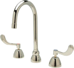 Zurn - Gooseneck, Two Handle, Chrome Plated Deck Mount, Laboratory Faucet - Wrist Blade Handle - Caliber Tooling