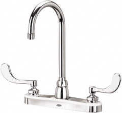 Zurn - Gooseneck, Two Handle, Chrome Plated Deck Mount, Laboratory Faucet - Wrist Blade Handle - Caliber Tooling