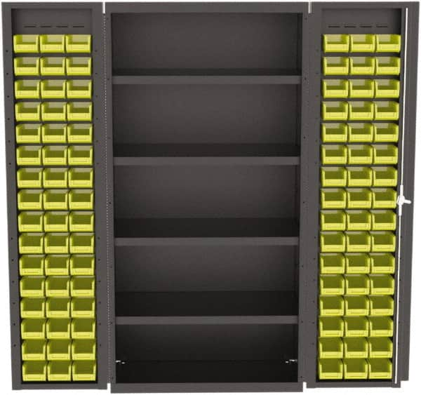 Valley Craft - 4 Shelf 96 Bin Storage Cabinet - Steel, 36" Wide x 24" Deep x 72" High, Gray - Caliber Tooling