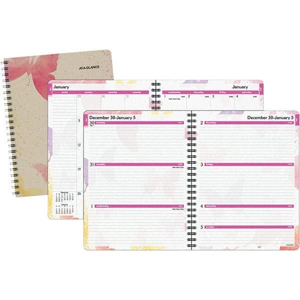 AT-A-GLANCE - 128 Sheet, 8-1/2 x 11", Weekly/Monthly Planner - Watercolors - Caliber Tooling