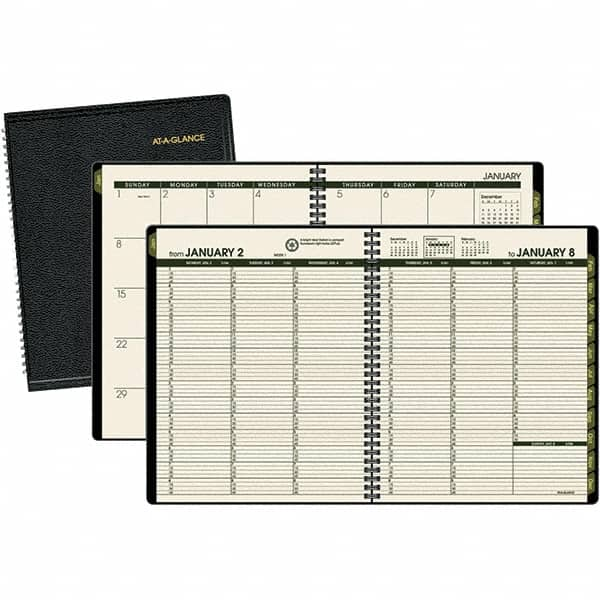 AT-A-GLANCE - 128 Sheet, 6-7/8 x 8", Weekly/Monthly Appointment Book - Black - Caliber Tooling