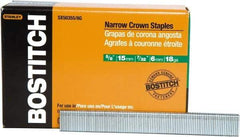 Stanley Bostitch - 5/8" Long x 7/32" Wide, 18 Gauge Narrow Crown Construction Staple - Steel, Chisel Point - Caliber Tooling