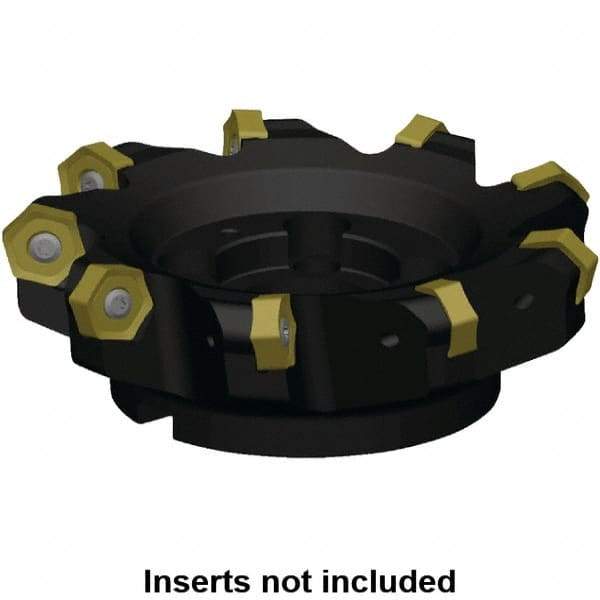 Kennametal - 142.33mm Cut Diam, 40mm Arbor Hole, 8mm Max Depth of Cut, 45° Indexable Chamfer & Angle Face Mill - 6 Inserts, HNPJ 1307... Insert, Right Hand Cut, 6 Flutes, Through Coolant, Series Dodeka Max - Caliber Tooling