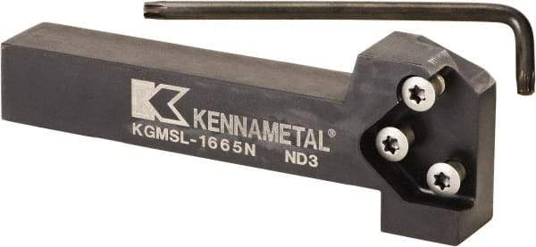 Kennametal - External Thread, 152.4mm OAL, Left Hand Indexable Grooving Cutoff Toolholder - 25.4mm Shank Height x 25.4mm Shank Width, KGMS Toolholder Style, Series A4 - Caliber Tooling