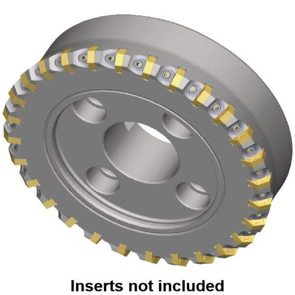 Kennametal - 88.65mm Cut Diam, 1" Arbor Hole, 8mm Max Depth of Cut, 30° Indexable Chamfer & Angle Face Mill - 8 Inserts, HNGX 0905... Insert, Right Hand Cut, 8 Flutes, Series HexaCut - Caliber Tooling