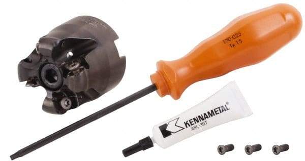 Kennametal - 40mm Cut Diam, 6mm Max Depth, 16mm Arbor Hole, 4 Inserts, RN.J 1204... Insert Style, Indexable Copy Face Mill - KDR Cutter Style, 40mm High, Through Coolant, Series Rodeka - Caliber Tooling