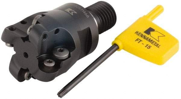 Kennametal - 38.1mm Cutting Diam, 1-1/2" Max Depth of Cut, Modular Connection Indexable Copy End Mill - 4 Inserts, RDHX 12T3M0S Insert, KDM Toolholder - Caliber Tooling